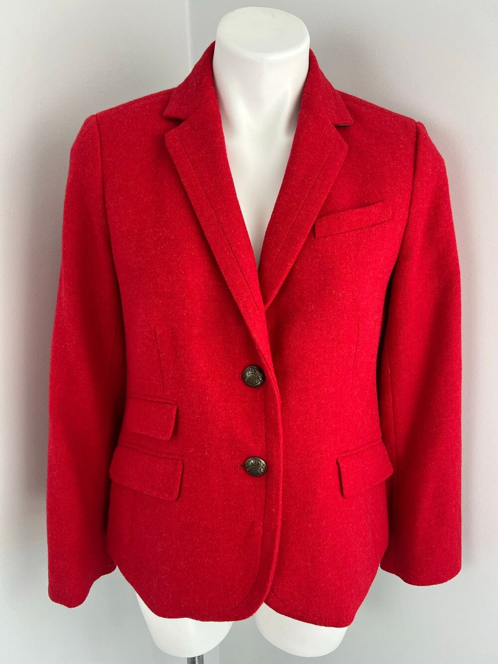 Talbots Wool Blend Red Blazer 8P Business Career Professional 8 Petite